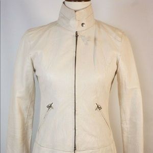 BB Dakota Leather Jacket Ivory Size L